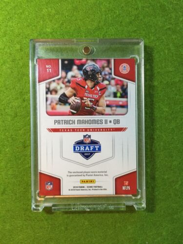 Patrick Mahomes JERSEY CARD 2017 DRAFT Jersey #5 TT SP 2018 Score MAKE AN OFFER - Picture 2 of 24