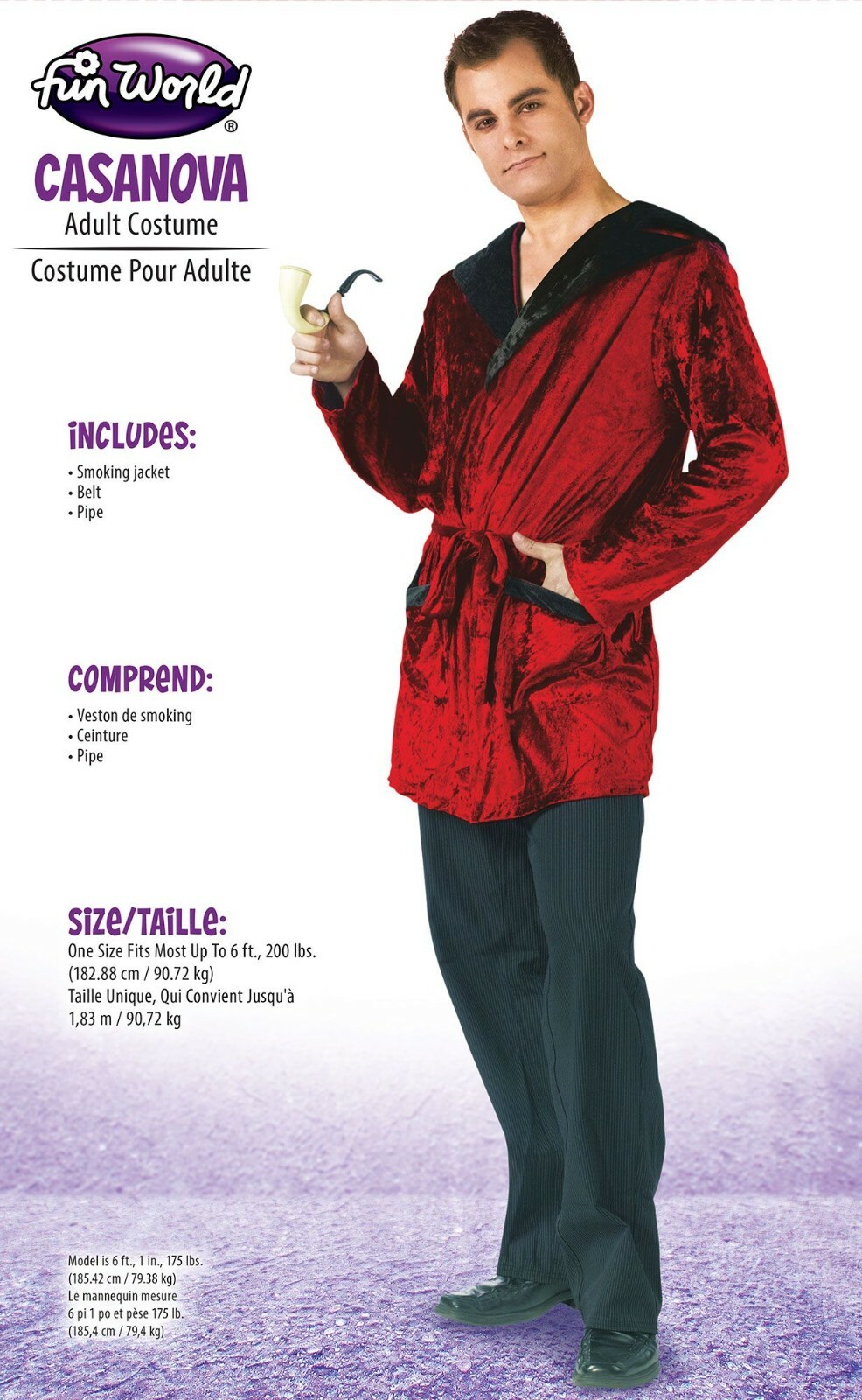 Fun World Casanova Smoking Jacket Velvet Robe Cosplay Halloween Costume ...