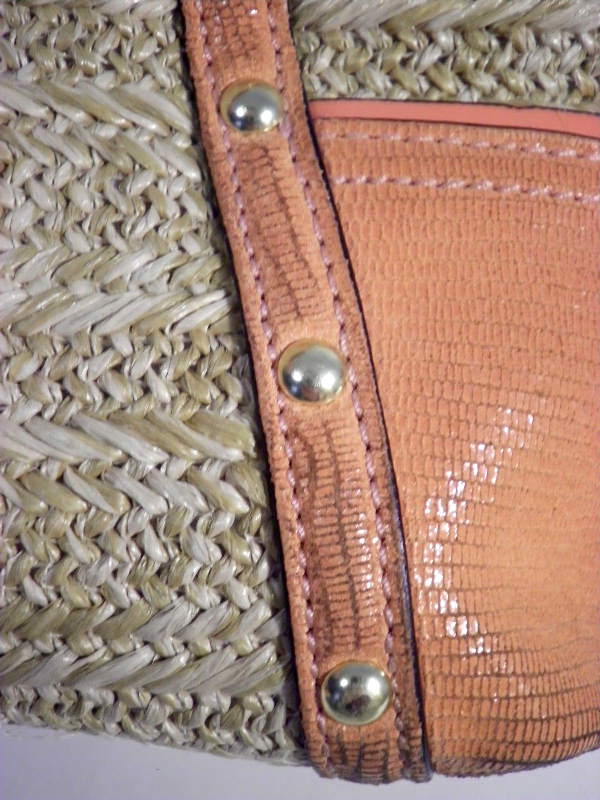 Coach Alexandra Python Peach Purse Straw Tote F21… - image 24