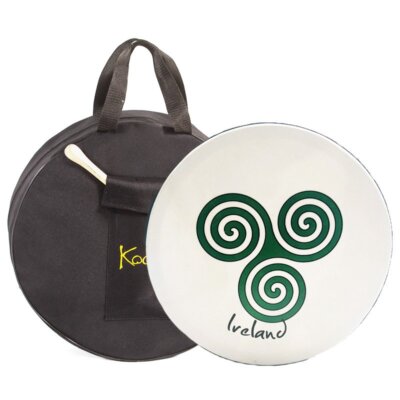 Bodhran 16'' with Bag and Beater, Koda Irish Drum, NEWGRANGE SWIRL GREEN