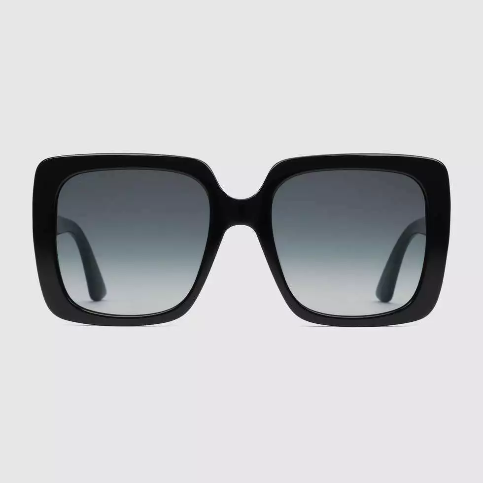 Gucci Square Frame Crystal Logo Sunglasses in Black –