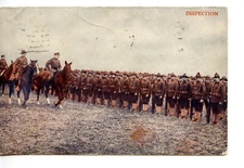 Military Men in Group Formation-Inspection-Vintage WWI 1916 Postcard