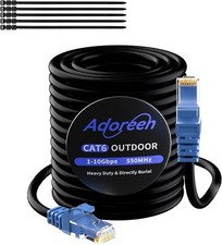 250Ft Black Outdoor Ethernet Cable Poe Camera Support 10G 550Mhz Durable
