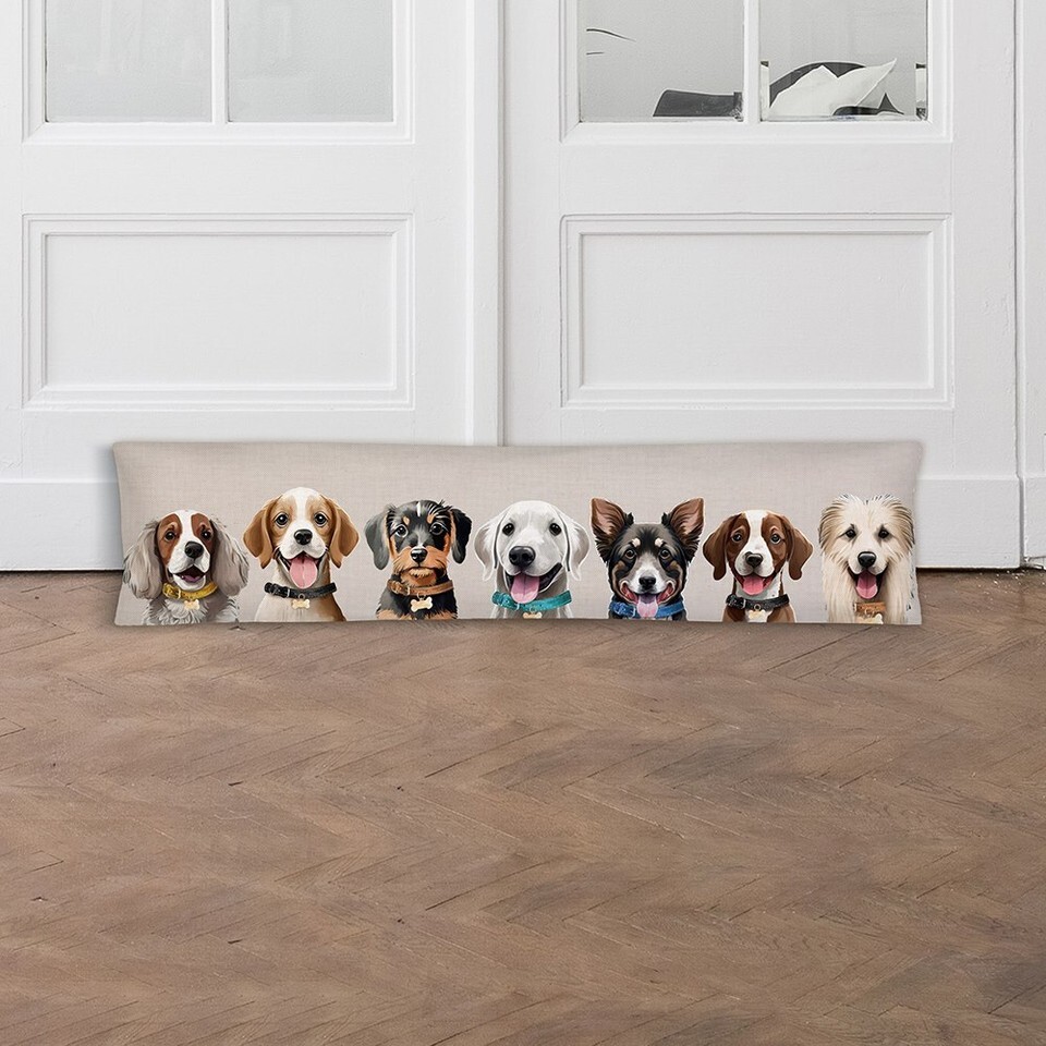 Follow That Dream Dog Lovers Design Printed Fleece Door Draught Excluder