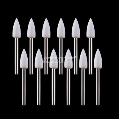 Dental White Stone Polishing Kit Abrasion FG Burs Flame Cone Round for Porcelain