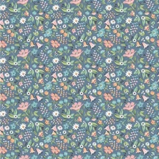 Garden Party Freshly Picked Night Blue Floral Fabric Poppie Cotton by Half Yard