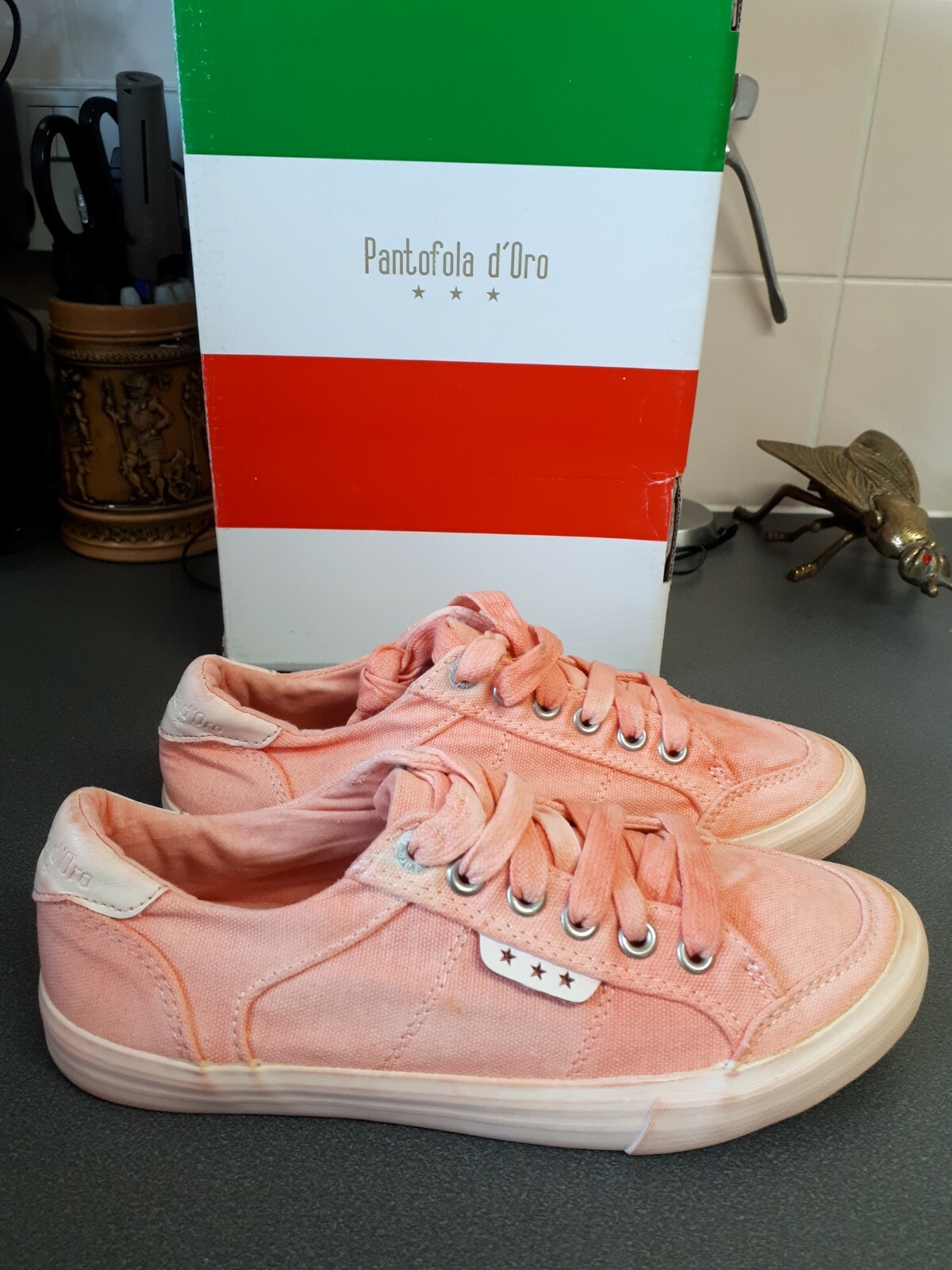 PANTOFOLA D’ORO Sneakers PANTOFOLA D'ORO in tela taglia 36 UK 3 US 6 logo effetto dipinto sbiadito