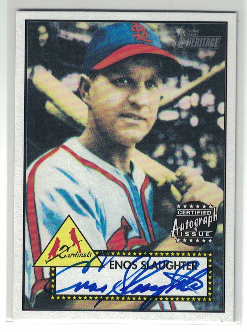 2001 TOPPS HERITAGE AUTOGRAPHS #THAES ENOS SLAUGHTER