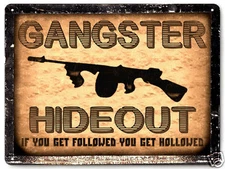 GANGSTER MANCAVE METAL sign vintage style boys game room funny wall decor 263