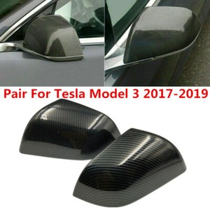 Details About Carbon Fiber Style Rear View Side Mirror Cover Trim For Tesla Model 3 2017 2019