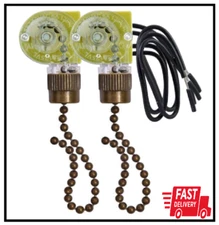 Ceiling Fan Light Switch Zing Ear ZE-109 E89885 Two-Wire Light Switch with Pull