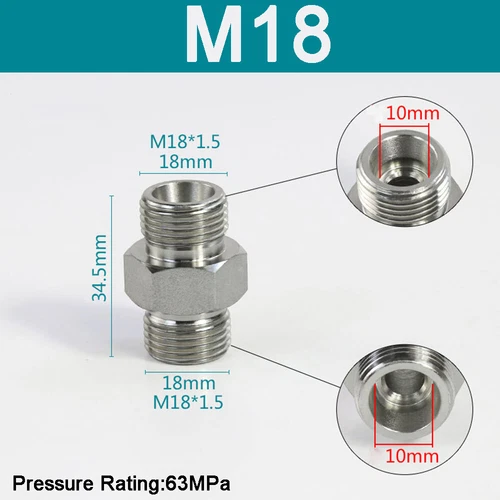 Metric Hydraulic Adaptor Fitting Male/Male Nipple Coupling Connector M12-M52 - Picture 33 of 65