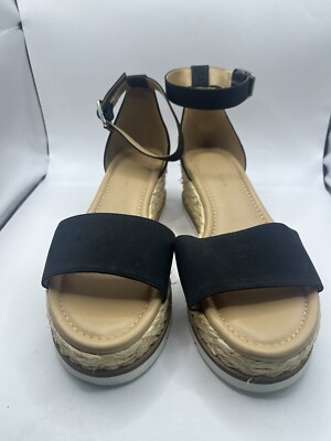 Target Womens Apollo Black Espadrille Wedge Sandals Flat Size 10