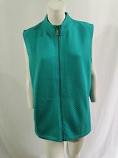 Tigi Green Diamond Design High Neck Zip Front Sleeveless Gilet Size 22 24
