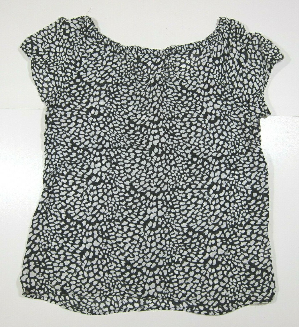 Top Noir à Pois Ann Taylor LOFT – Taille S – Manches Courtes – Col Bateau – Occasion Excellent état