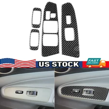 4Pcs Window Lift Switch Panel Cover For Toyota Tacoma 2005-11 Real Carbon Fiber