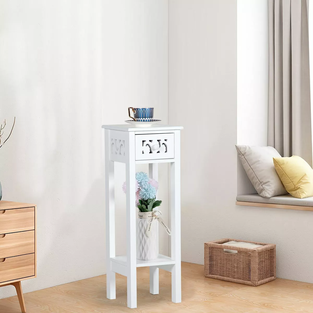 Tall white on sale side table