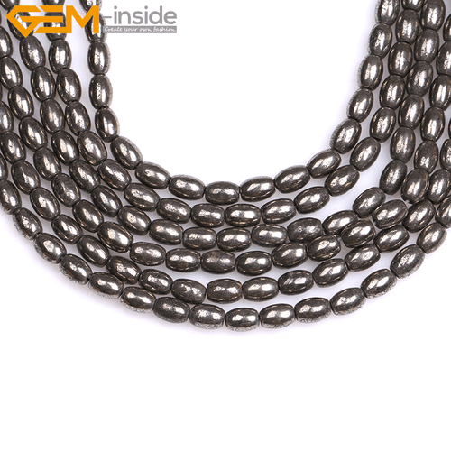 Natural Gray Pyrite Gemstone Loose Beads Olivary For Jewelry Making Strand 15"GI - Picture 17 of 39