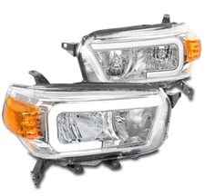 For 10 11 12 13 Toyota 4Runner LED Tube Headlight Headlamp Lamp Chrome LH+RH Set