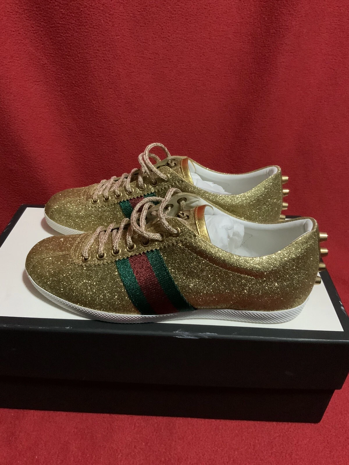 Baskets basses pour hommes Gucci neuves super or brillant taille G 6,5