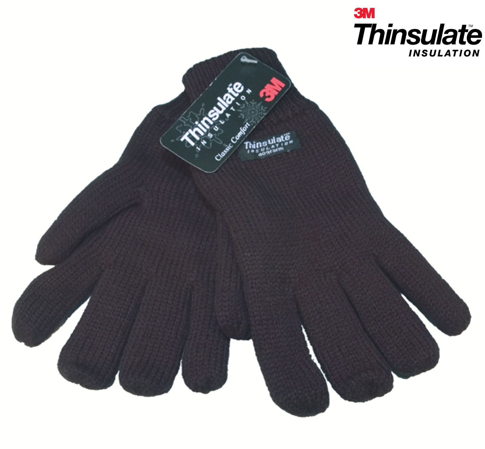 Womens Thinsulate Gloves Full Thick Knit Insulated Ribbed Cuff Winter Outdoors