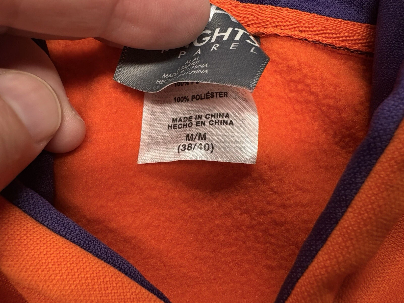 VETEMENTS Felpa con cappuccio pullover arancione Clemson Tigers NCAA Knights Apparel taglia media 38 40