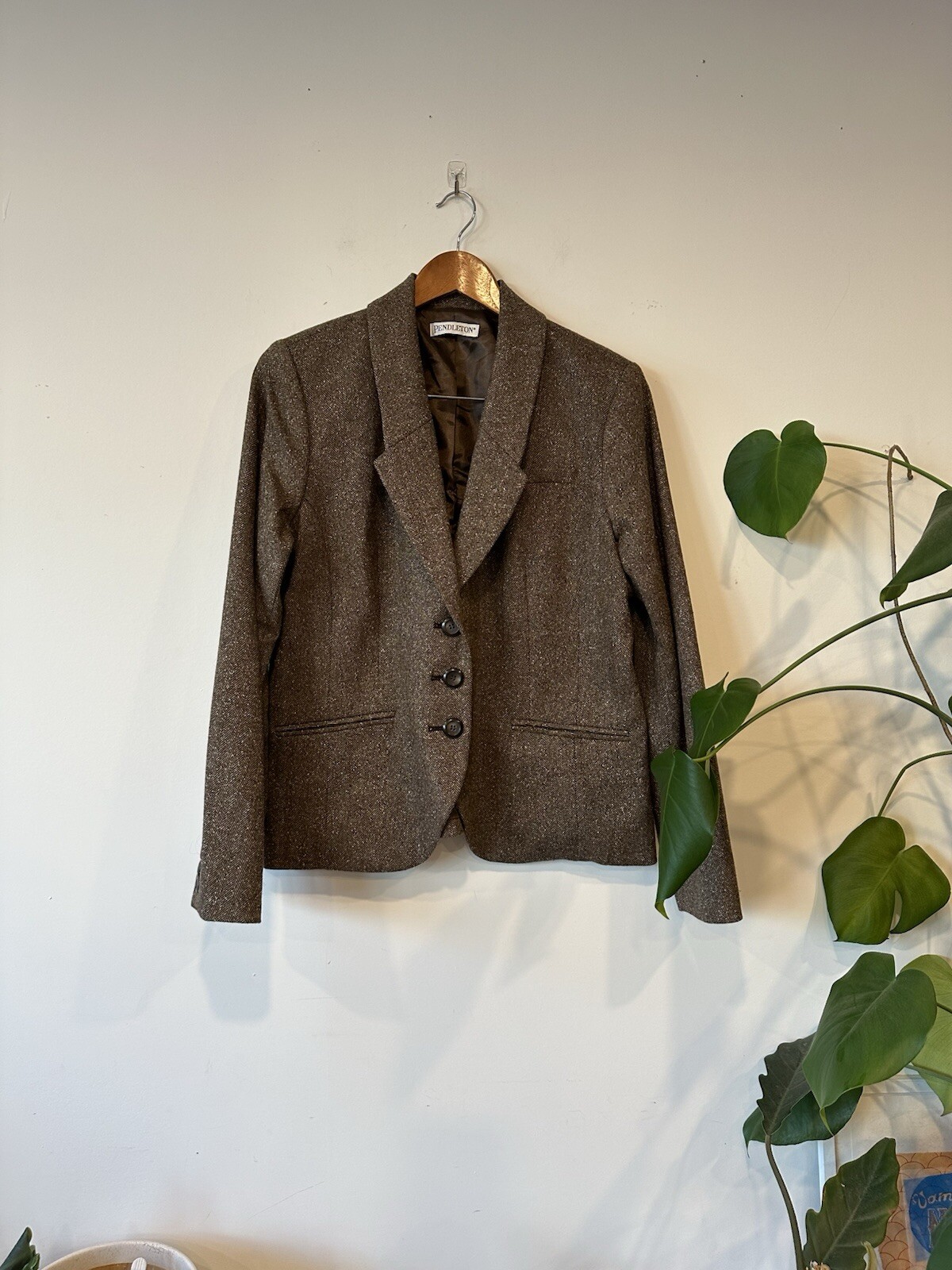 Pendleton Green Herringbone Lambswool Blazer Jack… - image 1