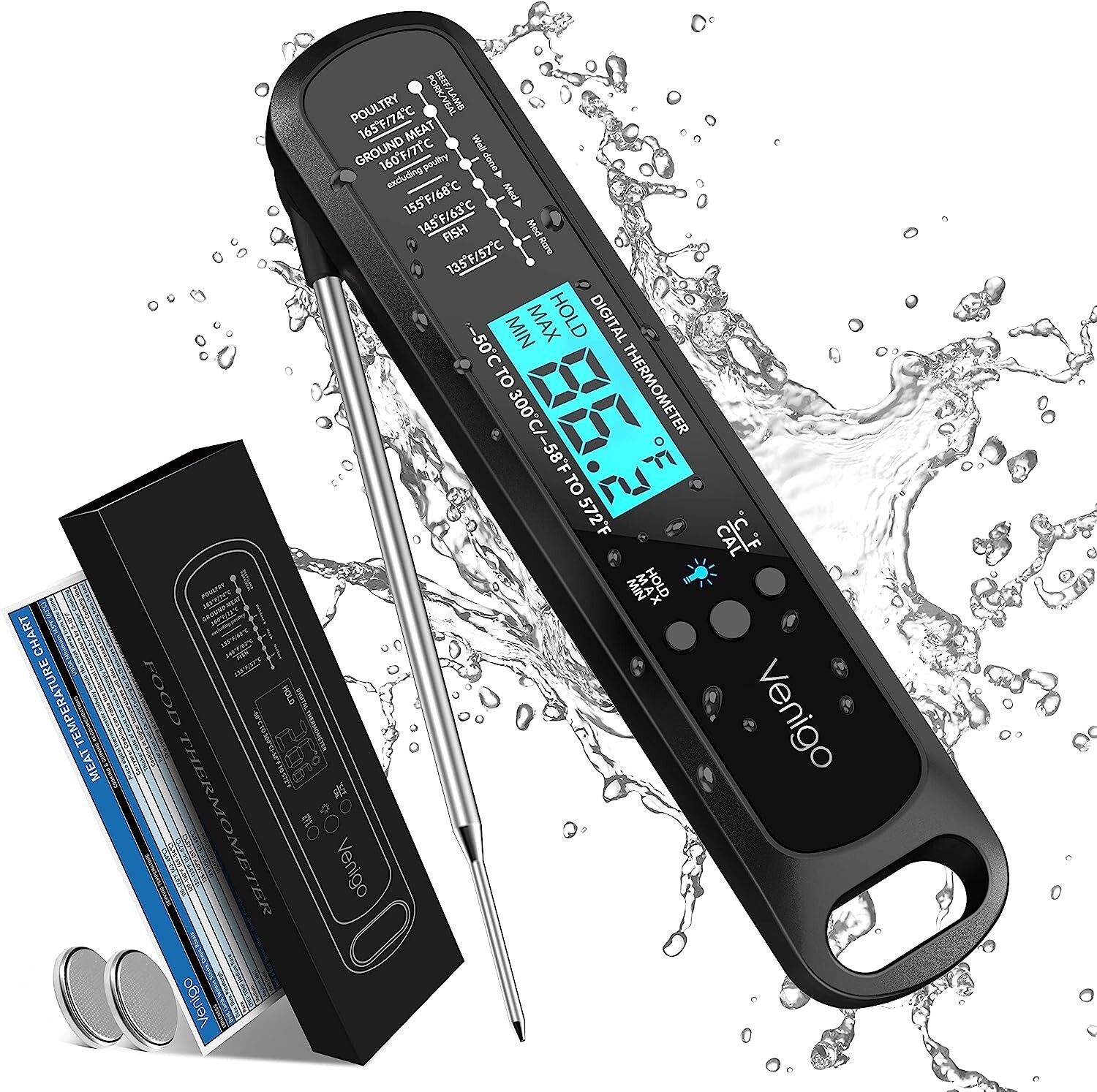 Internal Meat Thermometer Dual Probe Instant Read Fast Meat Thermapen Digital-image