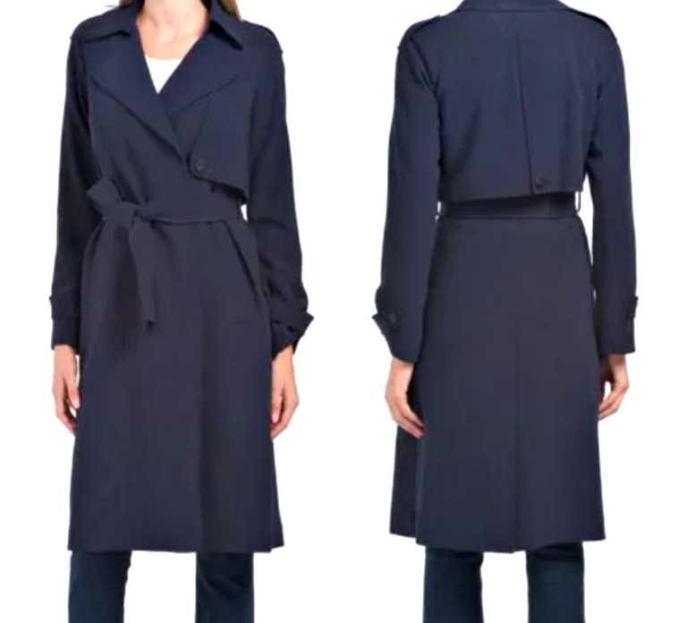 THEORY Perfect Raglan Trench Coat in Deep Navy Modern Crepe 45