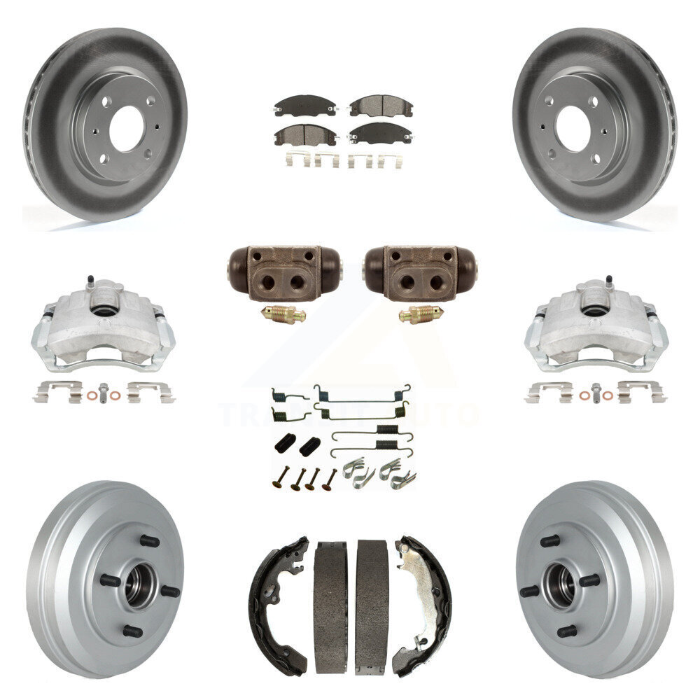 Front Rear Brake Caliper Rotor Drum Semi-Metallic Pad Shoe Cylinder Kit