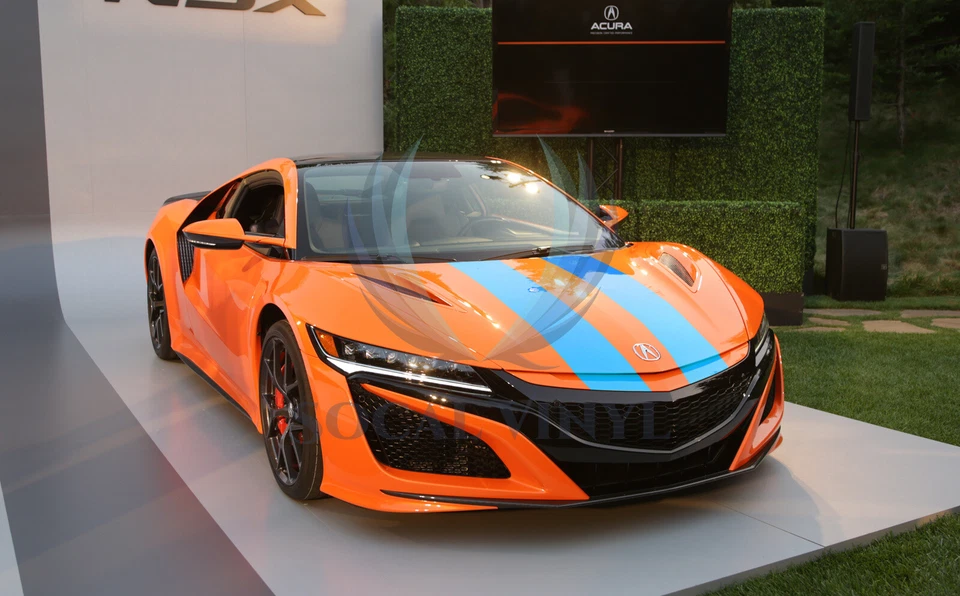 Calcomanías envolventes de vinilo de rayas de carreras de color mate para rayas Acura NSX 25 FT/50 FT Foto 4 de 4