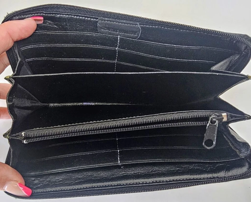 Fiorelli 黑色皮革拉链钱包手拿包 正品 牛皮 超柔软 — 第 3/4 张图片