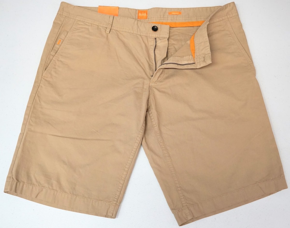 Hugo Boss Orange Men's Tan Shorts Regular Fit 100% Cotton Chino
