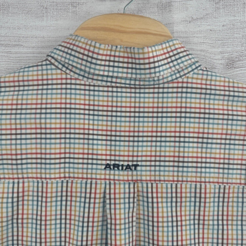 Chemise homme Ariat Pro 2XL bleu jaune à carreaux boutonnée manches