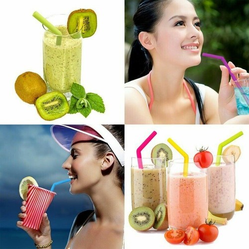 Premium Silicone Reusable Wide Bent Straws for Smoothies, Bubble Tea, 15 Colours - Picture 12 of 41