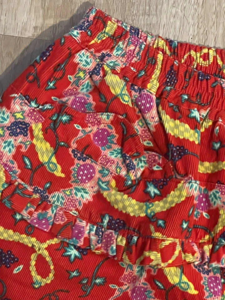 Pantalones de pana Oilily Red niñas 152 EE. UU. 12 algodón cintura elástica volantes bolsillos Foto 3 de 4