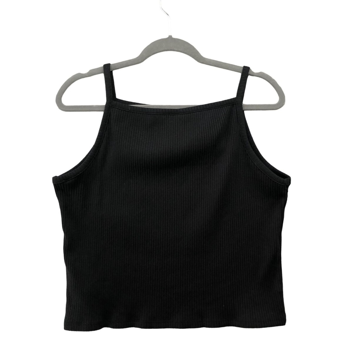 Old Navy Ribbed Tank Top Womens XL Black Square Neck Cropped | eBay