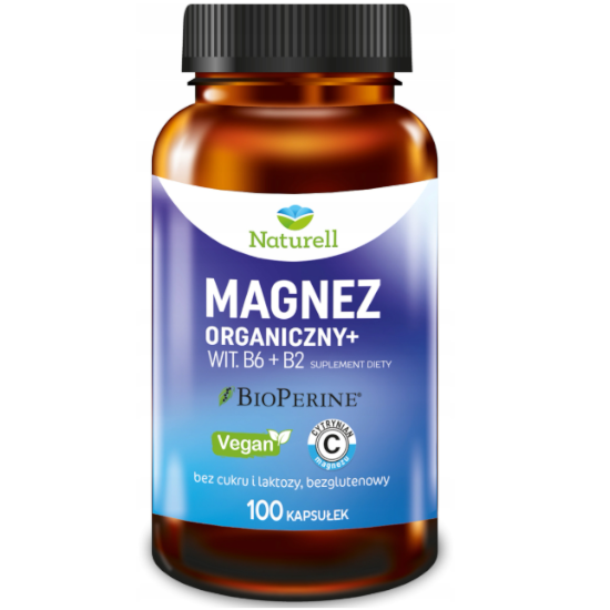 (Einheit/0,23€) Naturell Organisches MAGNESIUM + VITAMIN B6 & B2– 100 Kap. D/S
