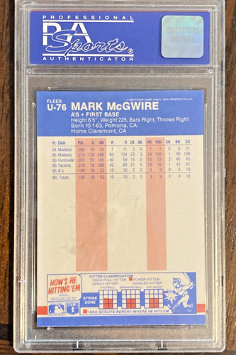 Mark McGwire PSA 9 1987 Fleer Update #U-76 Rookie Baseballkarte - Bild 9 von 9