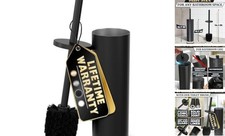 Black Toilet Brush and Holder Set - Scratch Resistant Black Round Floor-type