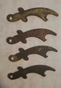 Vintage Coca-Cola Bottle Sword Bottle Opener Purity is sealed in a bottle Brass