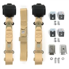 AMC Eagle 1979 - 1987 Standard 3pt Tan Bench Seat Kit w/Brackets 3 Belts 