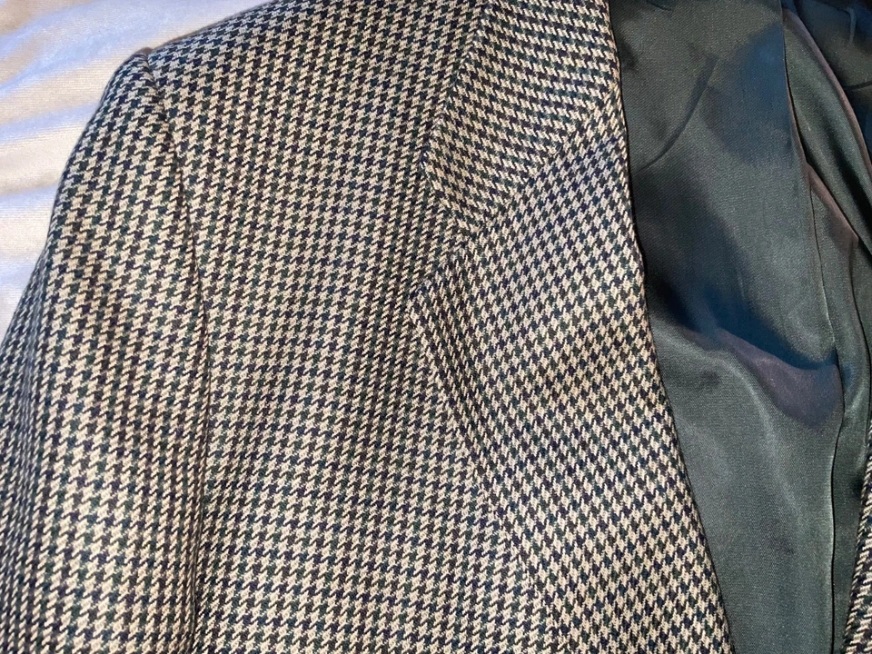 JACK VICTOR MONTREAL SPORTS COAT TAN/GREEN/BLACK HOUNDSTOOTH CHECK 52 TALL - Image 3 of 4