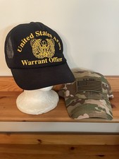 U.S. Army Warrant Officer Black Mesh Snap Back Hat Camo Removable Patch Lot Of 2