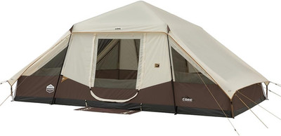CORE 10-Person Instant Pyramid Tent LED Lighted Pop Up Camping Tent w/ Carry Bag