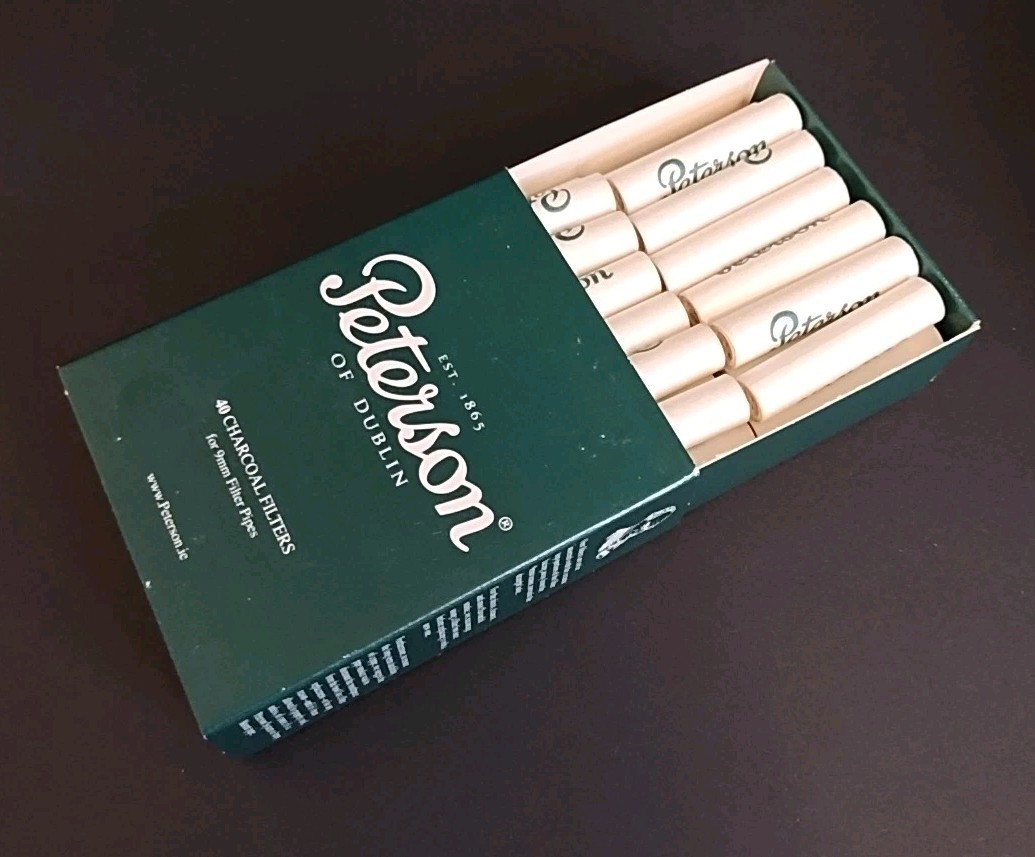 Peterson Army Mount Pipe, w/Original Box, Leather Pipe Stand/ Box of 9mm Filters