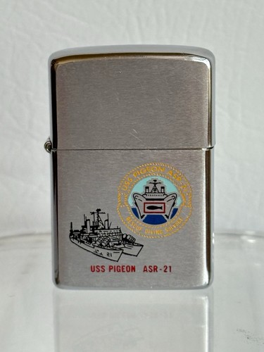 VTG 1979 Zippo Lighter US NAVY Submarine Rescue Diving Ship USS PIGEON ASR-21