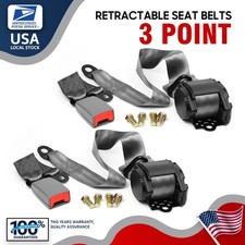 Gray 3 Point Retractable Seat Belt Replacement Pair For Car Truck Suv 2pcs