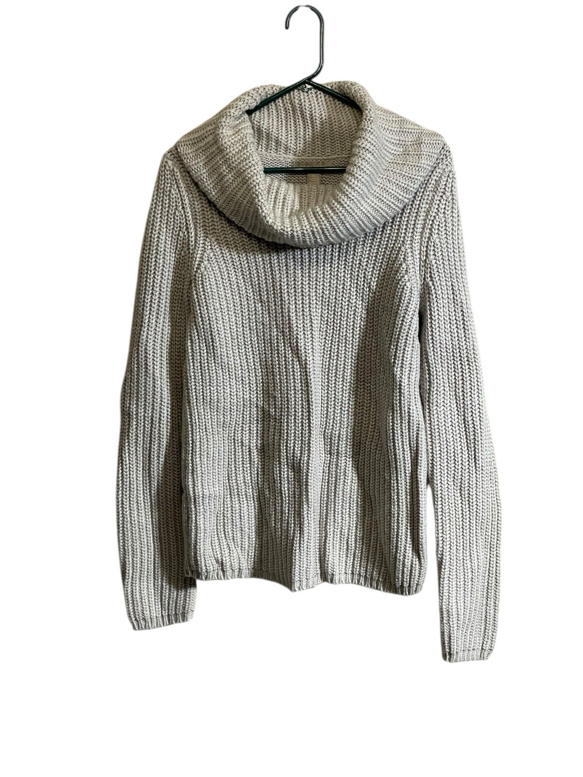 Banana Republic Sweater Womens Medium Gray Wool Blend Chunky Cowl Neck