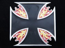 RG03166 REALLY COOL CUT-OUT  IRON CROSS  PEWTER BELT BUCKLE